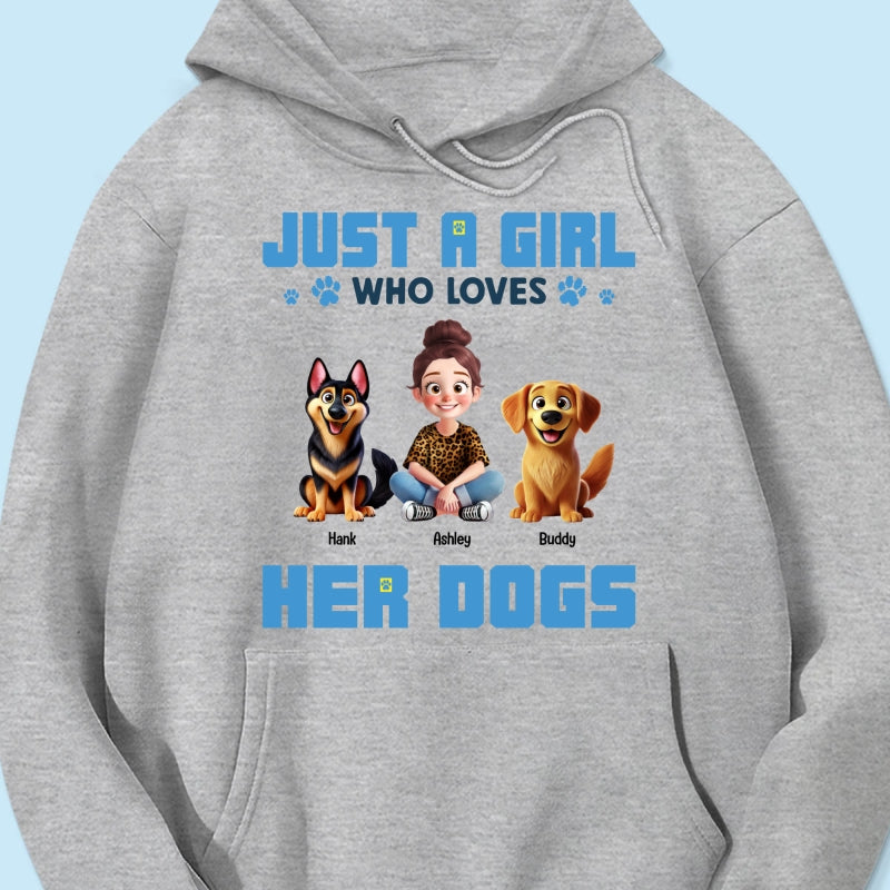 Animation Cartoon Just A Girl Who Loves Her Dogs Personalized Shirt, Gift For Dog Lovers