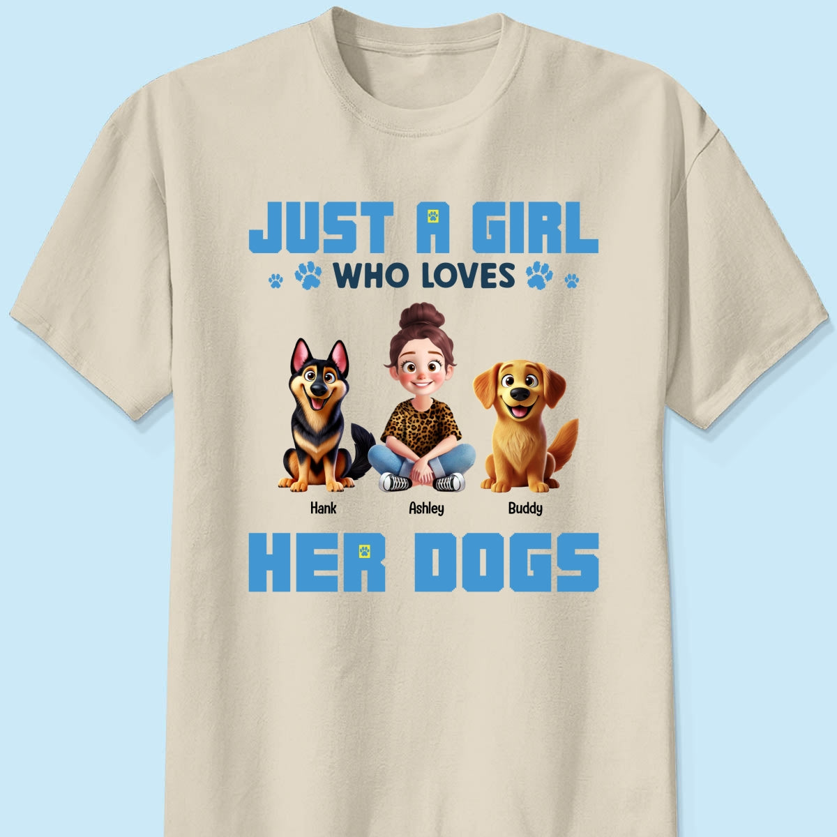 Animation Cartoon Just A Girl Who Loves Her Dogs Personalized Shirt, Gift For Dog Lovers