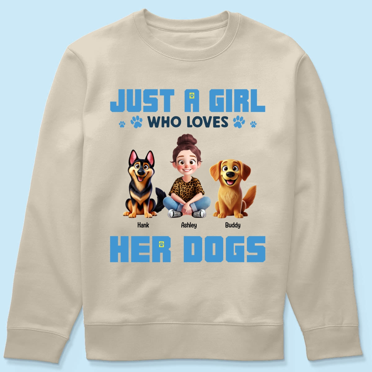 Animation Cartoon Just A Girl Who Loves Her Dogs Personalized Shirt, Gift For Dog Lovers