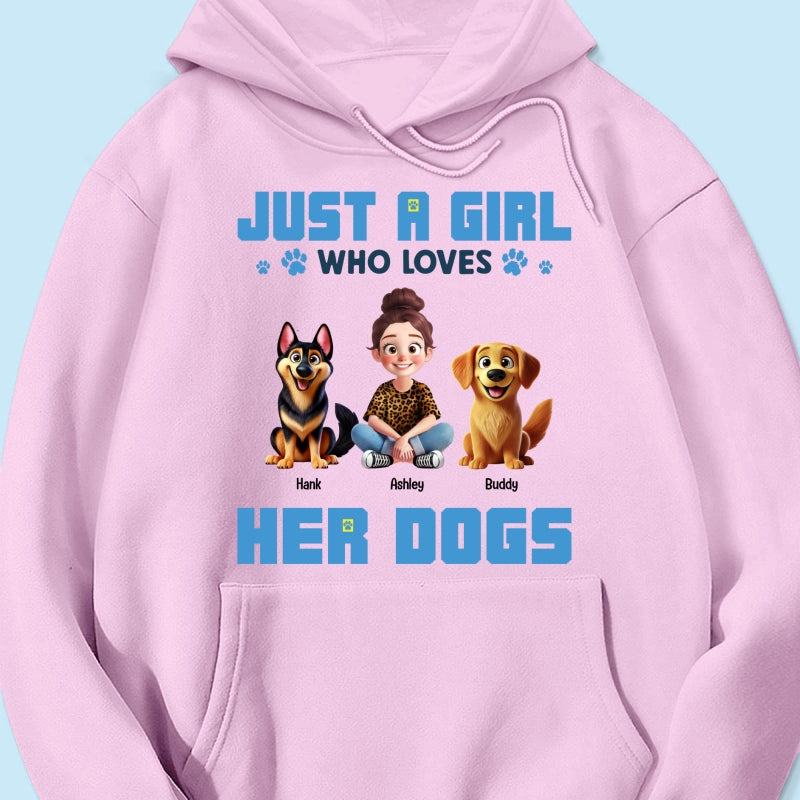 Animation Cartoon Just A Girl Who Loves Her Dogs Personalized Shirt, Gift For Dog Lovers