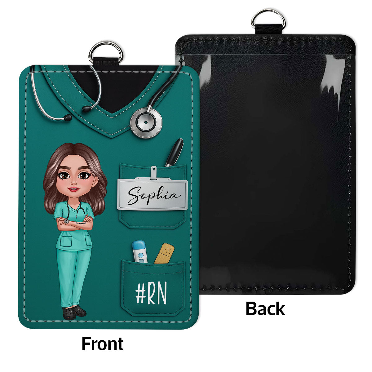 Scrub Theme Nurse CNA CMA RN LPN Name Personalized ID Badge Holder