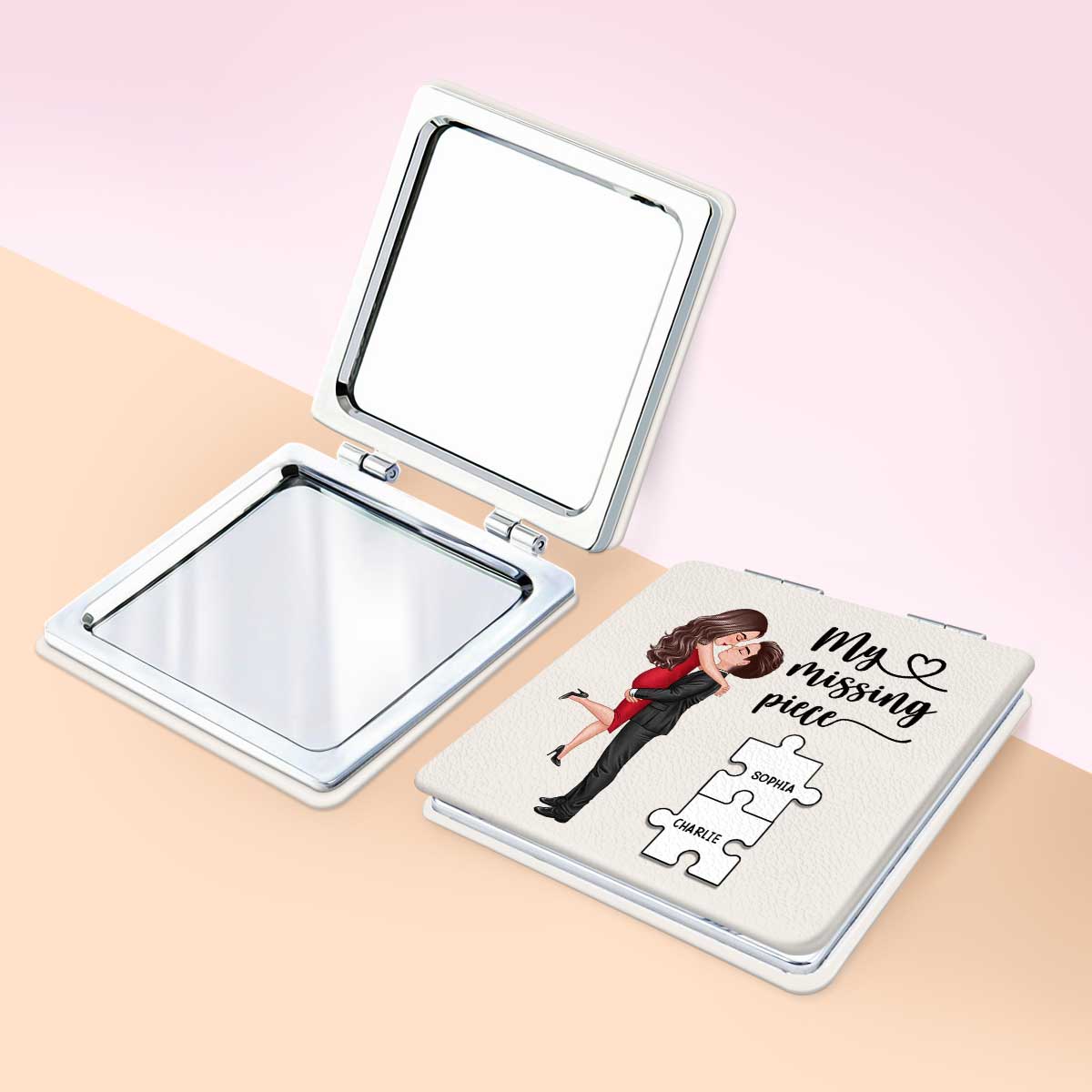 My Missing Piece Gift For Her Personalized Square Compact Mirror