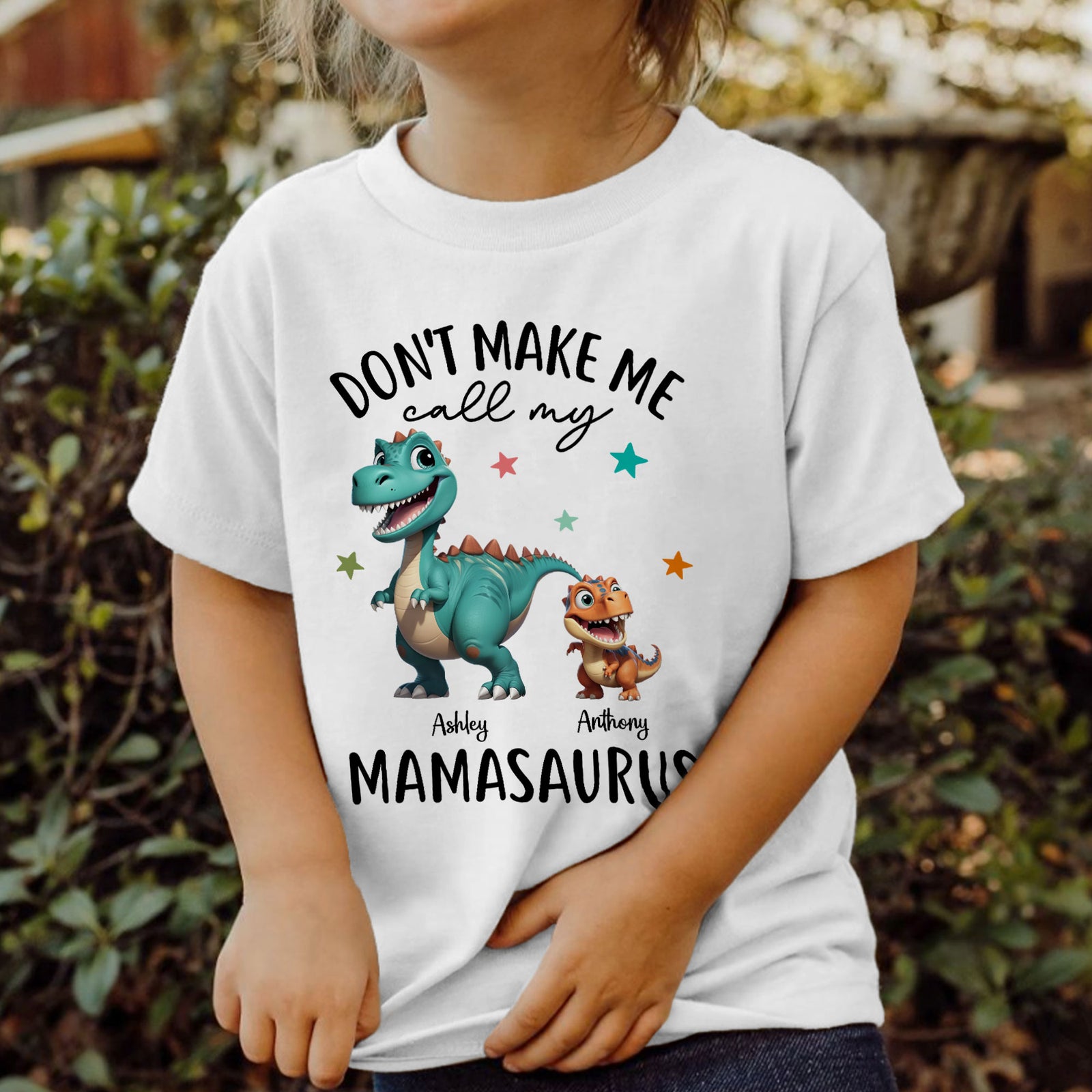 Don't Make Me Call My Mamasaurus Grandmasaurus Personalized Kid Shirt
