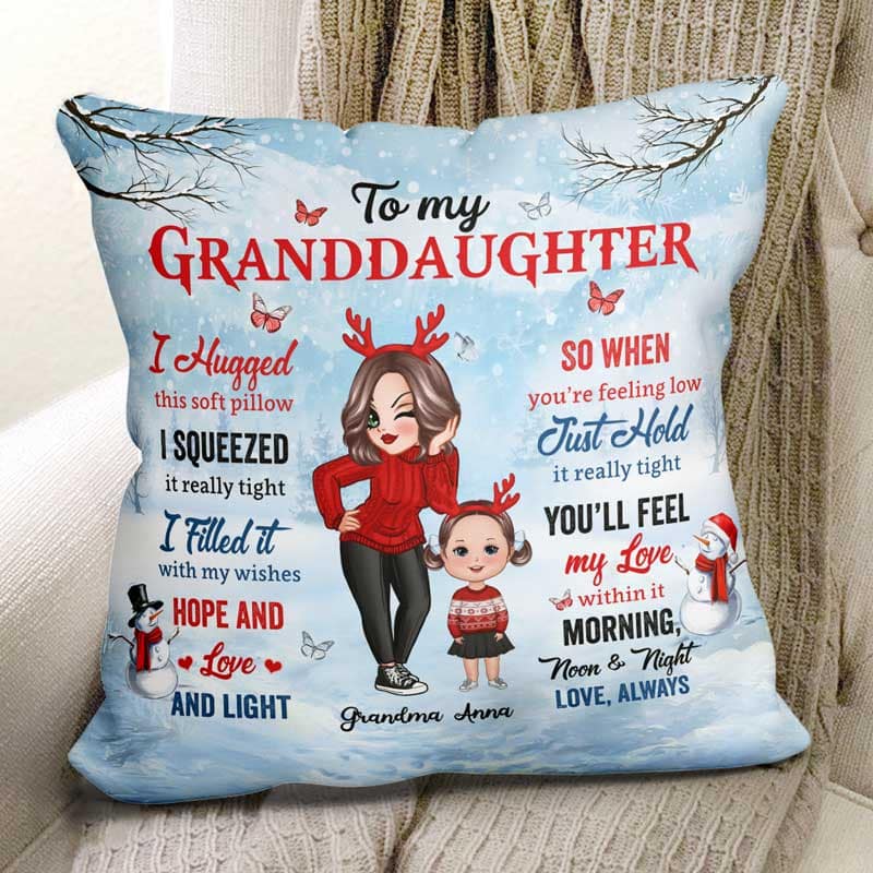 Christmas To My Granddaughter Grandson Gift Personalized Pillow (Insert Included)