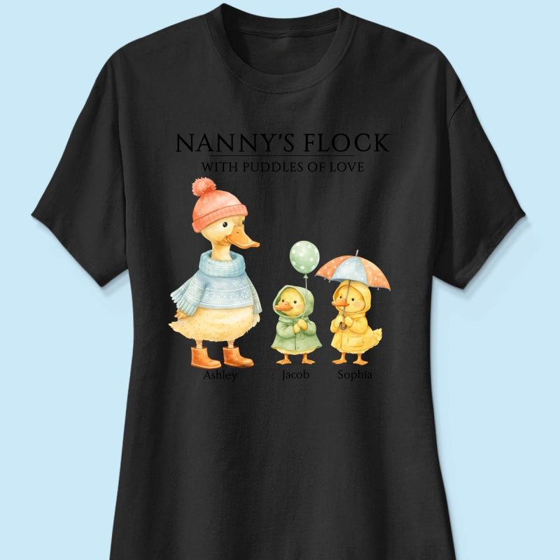 Nanny's Flock with Puddles of Love - Personalised Shirt - Gift for Grandma