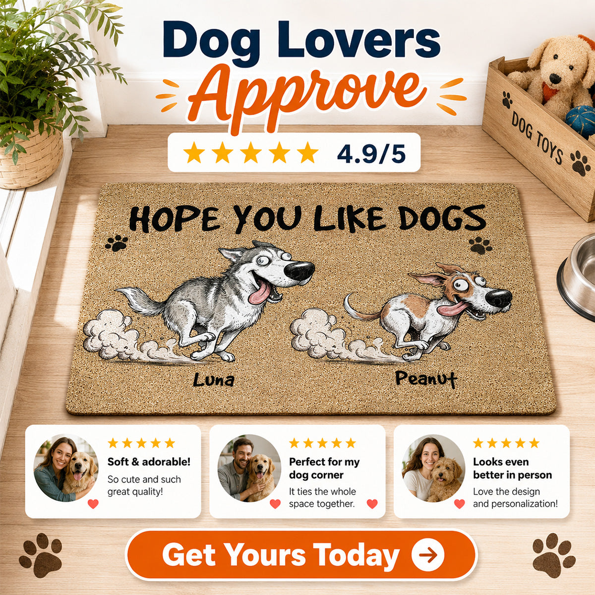 Hope You Like Dogs Funny Zoomies Portrait From Your Dog Photo - Personalized Doormat - Funny Home Decor For Dog Lover