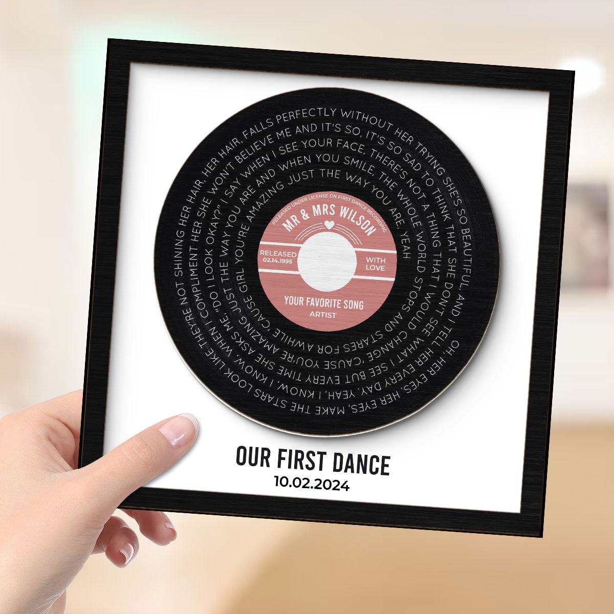 Custom Vinyl Record Label Print Personalized 2-Layer Wooden Plaque, Wedding, Valentine's Day, Anniversary, Mother's Day, Father's Day Unique Gift for Him Gift for Her