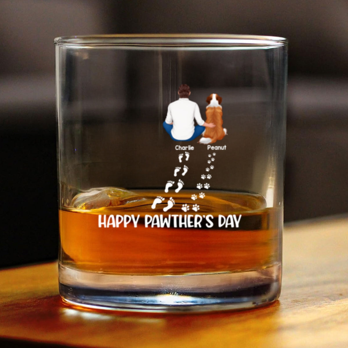 Happy Pawther's Day Dog Dad Personalized Wine Glass, Father's Day Gift for Dog Dads