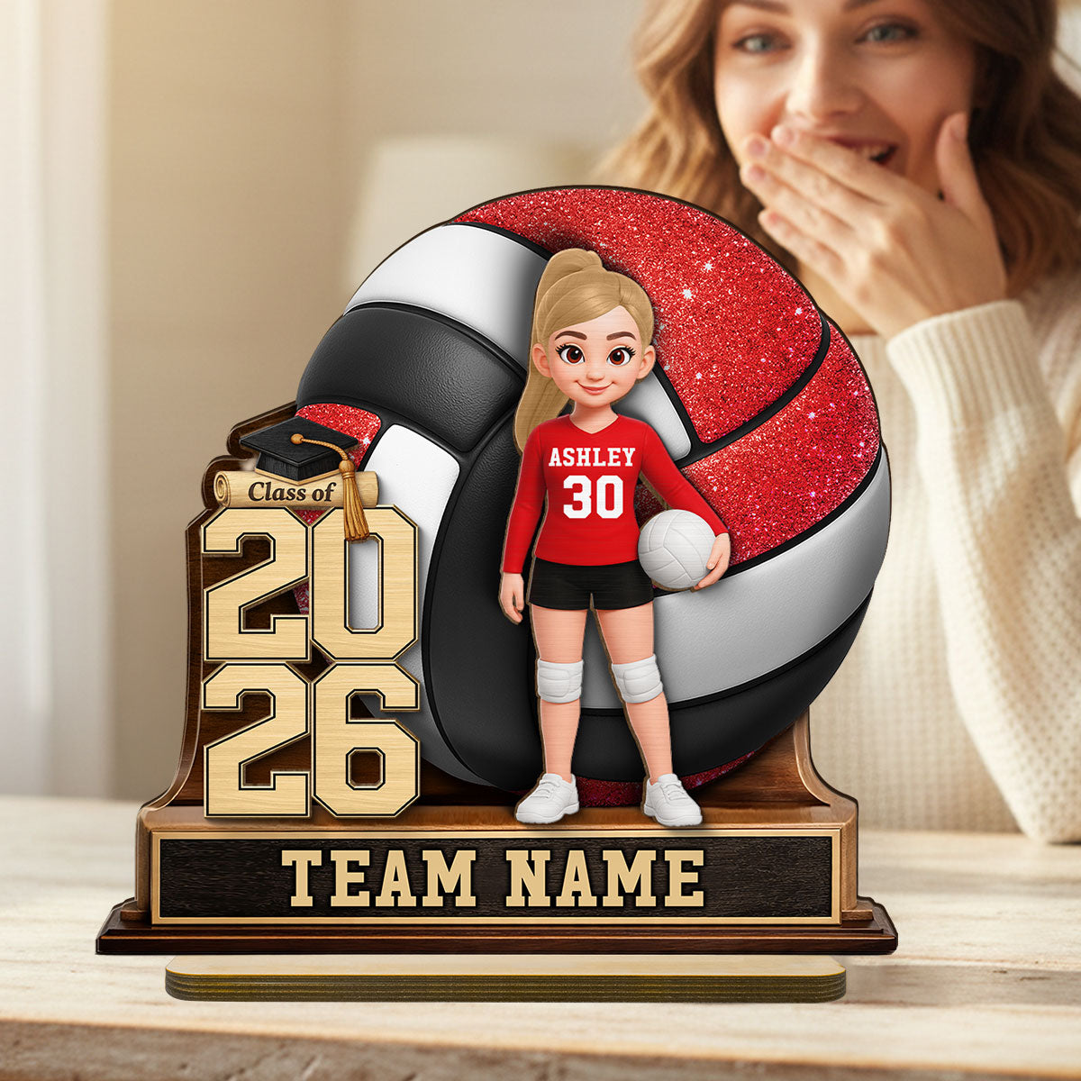 Basketball Senior Keepsake - Personalized 2-Layered Wooden Plaque - Graduation Gift For Son, Daughter