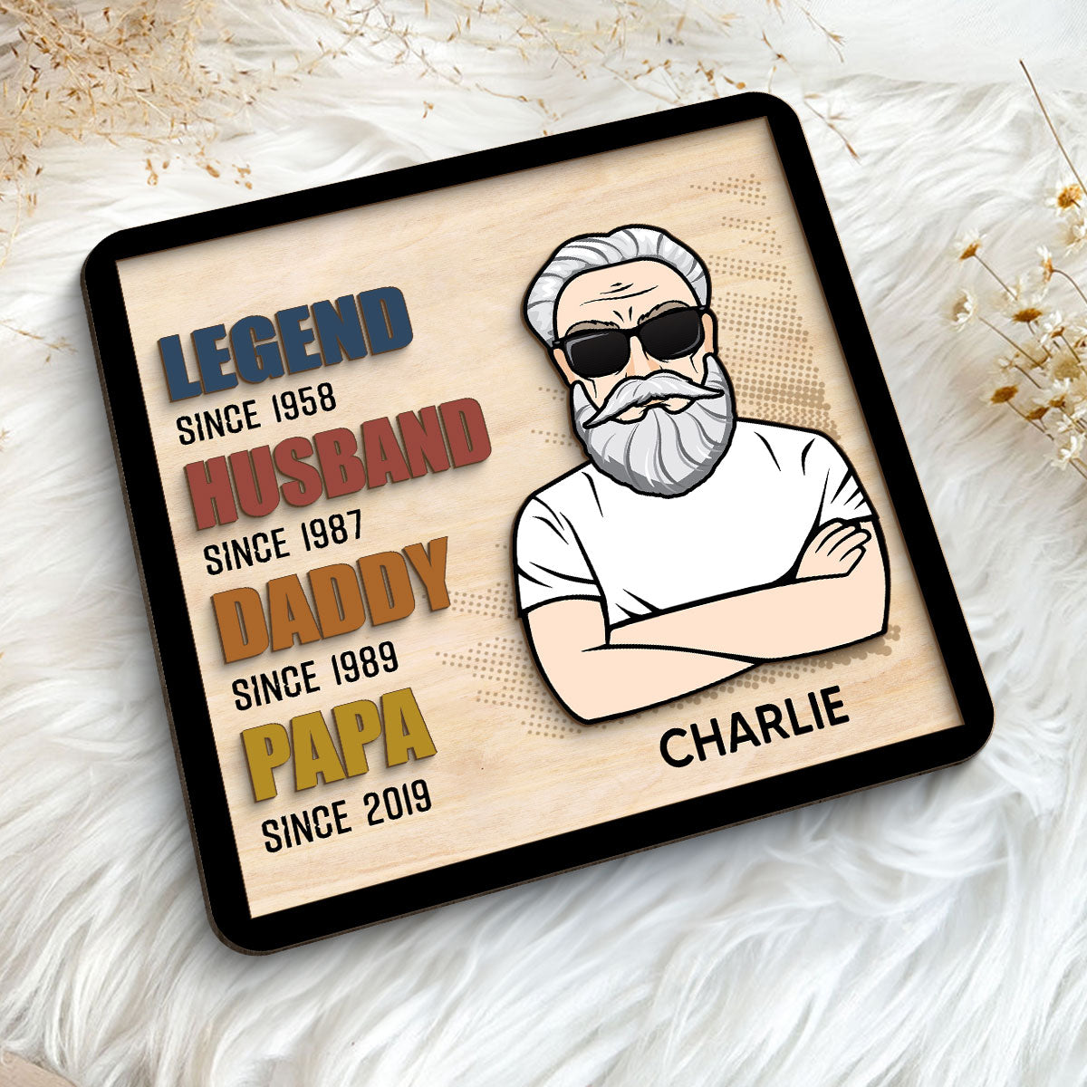Legend Grandpa Personalized 2-Layer Wooden Plaque
