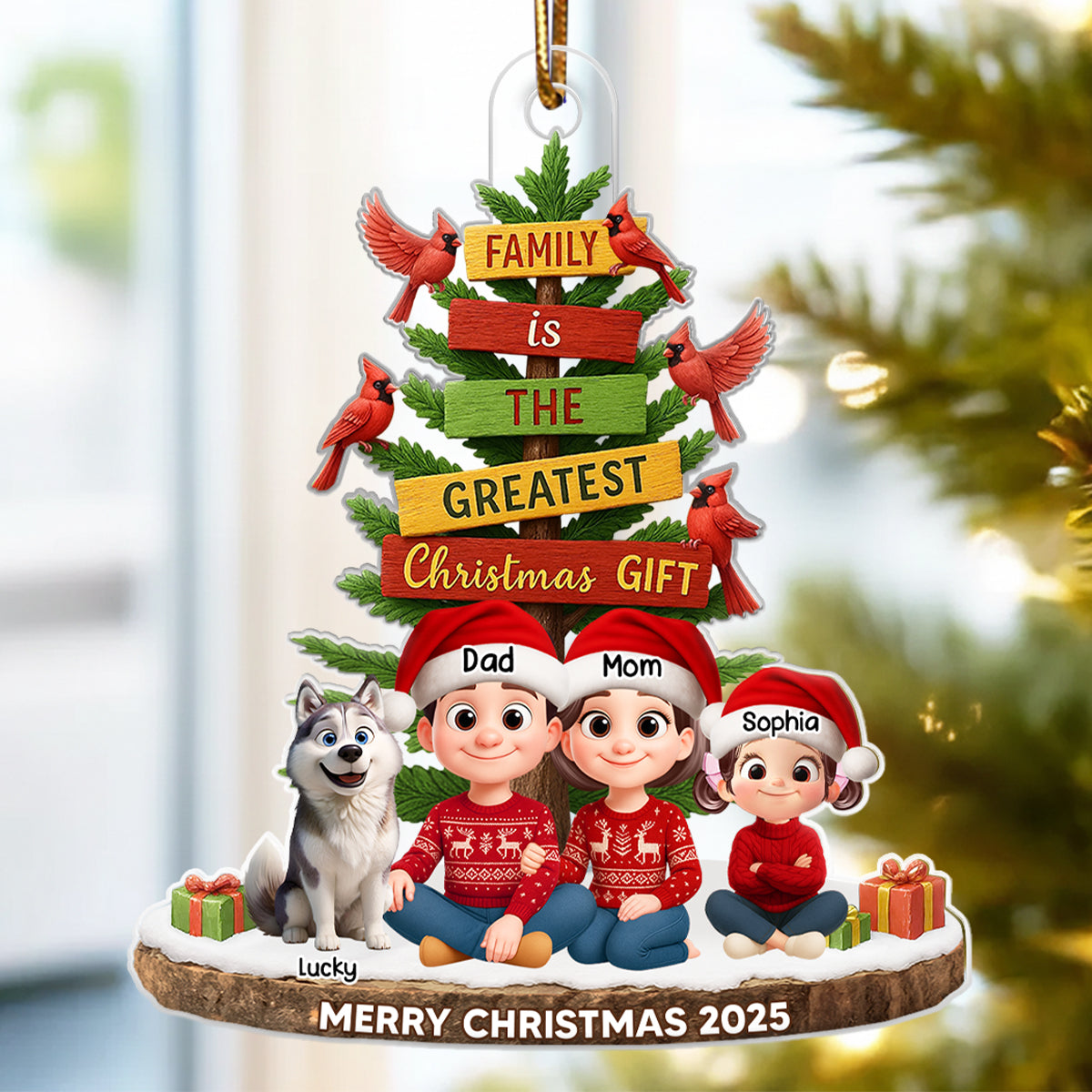 Family Is The Greatest Gift - Personalized Acrylic Ornament - Christmas Gift for Family