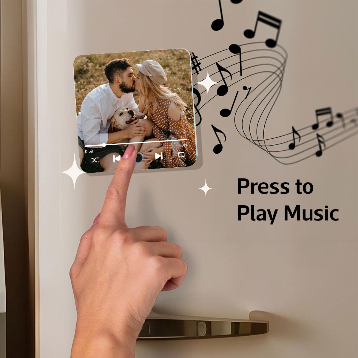 Couple Custom Photo Personalized Bluetooth Music Fridge Magnet,  Gift For Couple