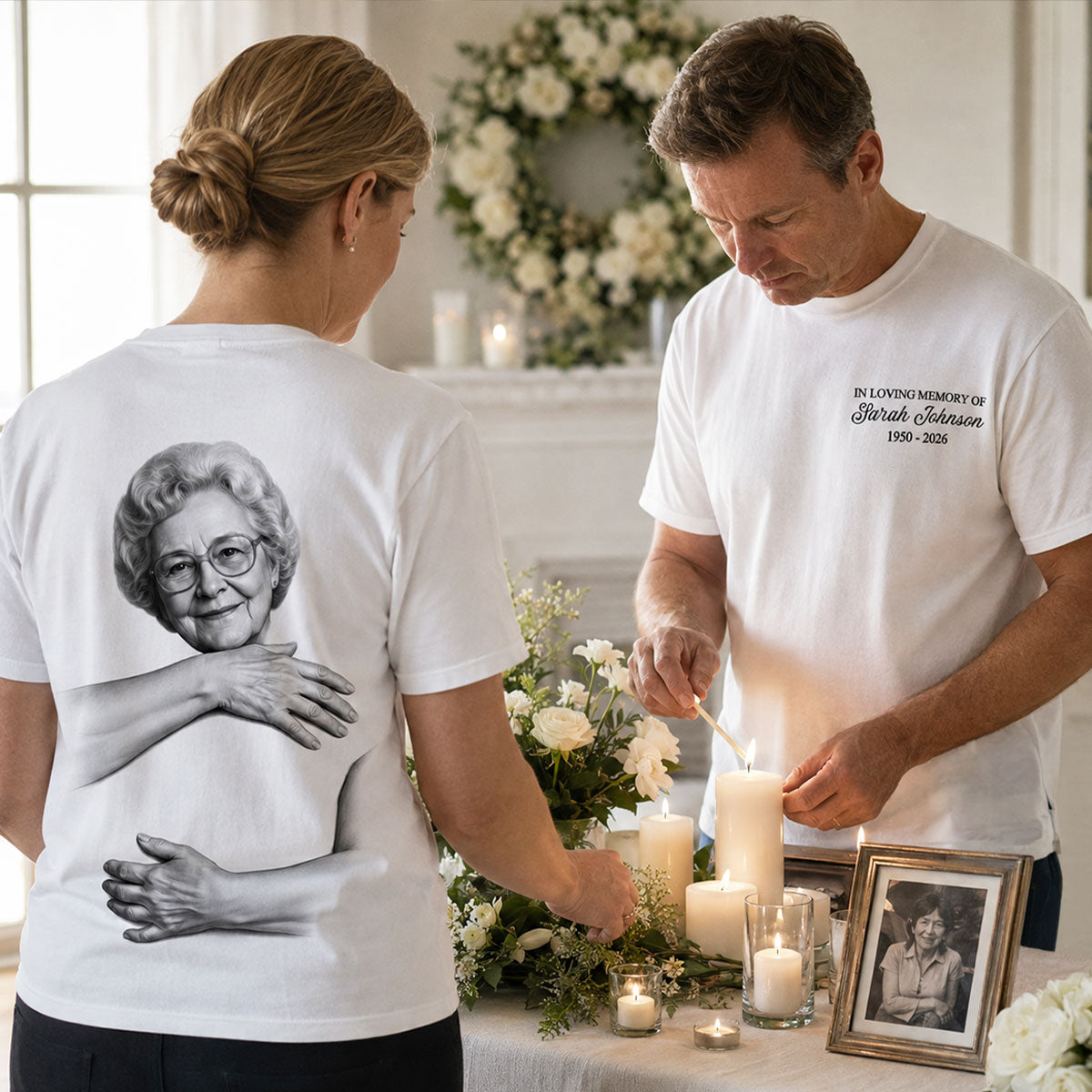 A Hug to Remember Custom Photo - Personalized Shirt - Memorial Gift, Sympathy Gift, Celebration of Life