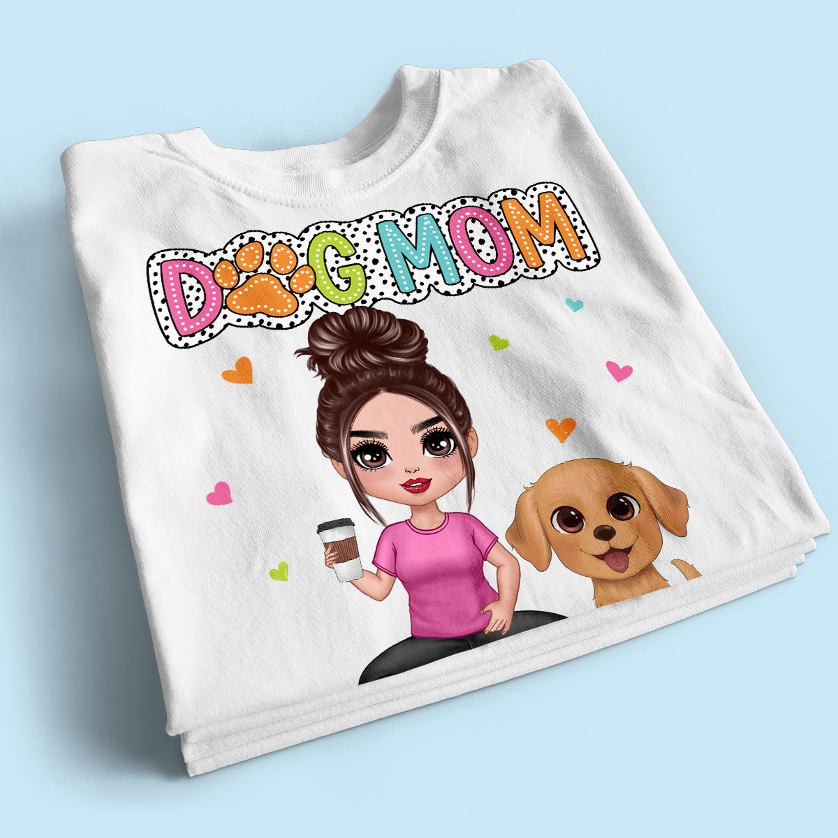 Dog Mom Summer Vibe Woman & Cute Watercolor Dogs Personalized Shirt