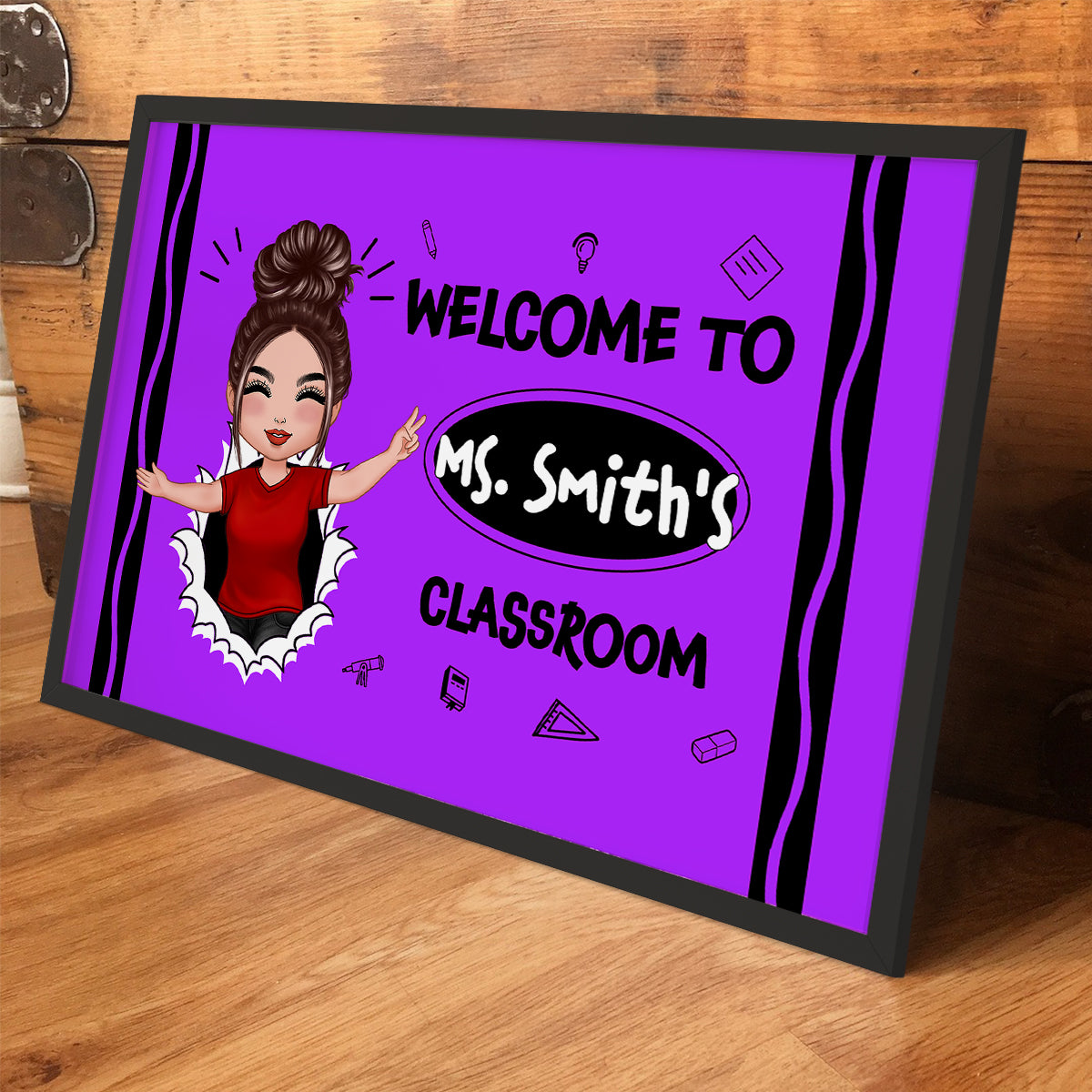 Welcome To My Class Happy Teacher Crayon Theme Personalized Poster, Classroom Decor, Back To School Gift