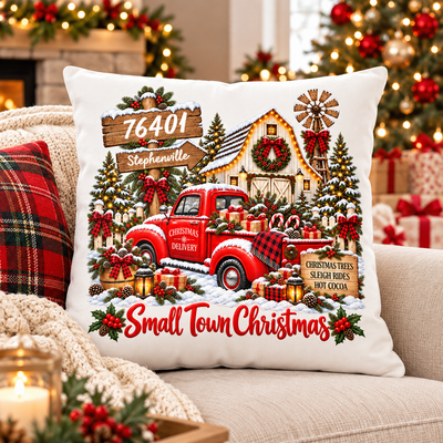 Custom Zip Code Small Town Christmas - Personalized Pillow - Trendy Christmas Holiday Tee, Town Pride