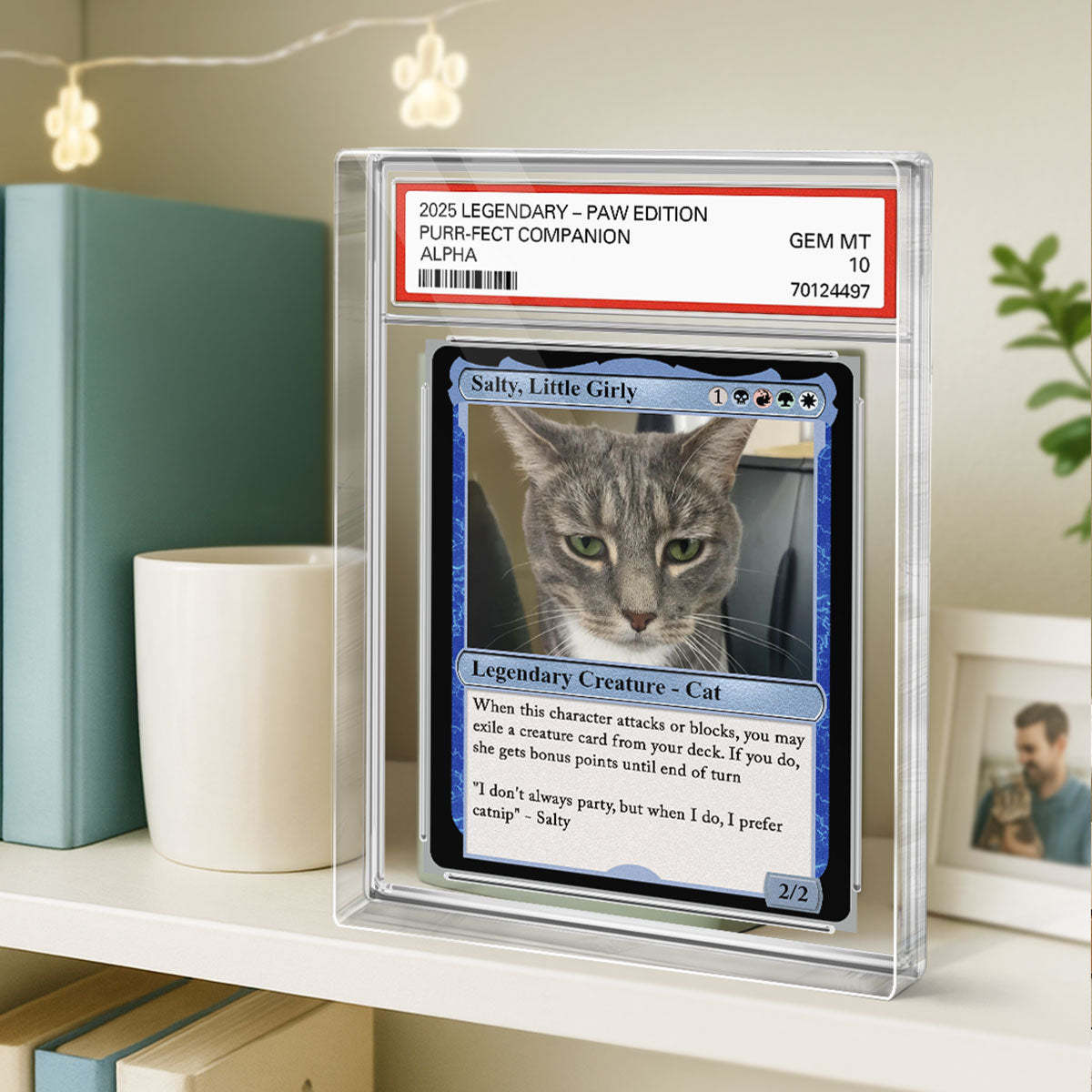 Custom Pet Photo Fantasy Trading Card Style Personalized Acrylic Block Plaque, Gift For Pet Lover