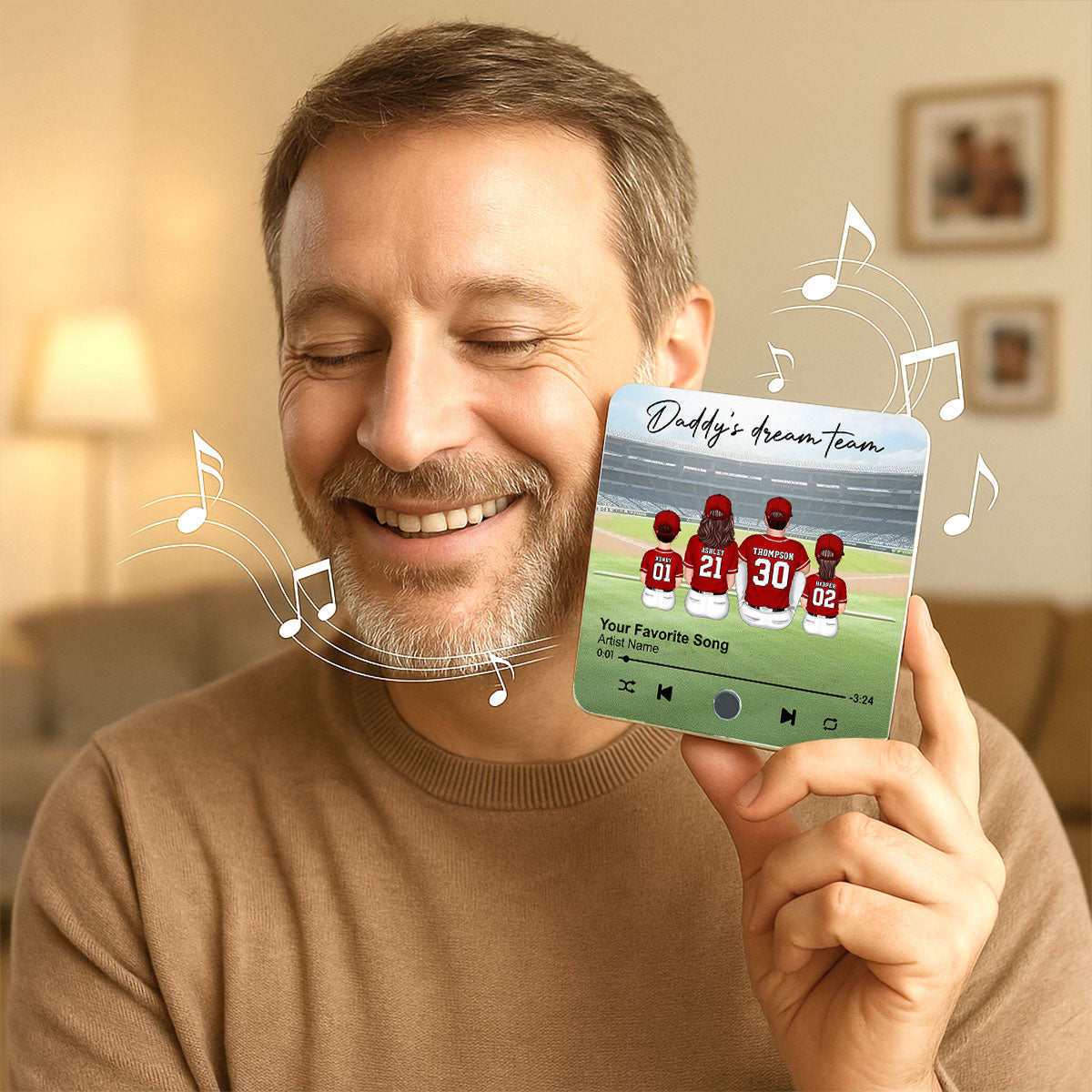 We Caught The Best Dad Man & Kids Sitting Personalized Music Fridge Magnet