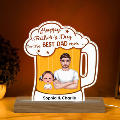 Hoppy Father‘s Day Best Dad Ever Beer Personalized Warm Acrylic Custom Shape LED Night Light