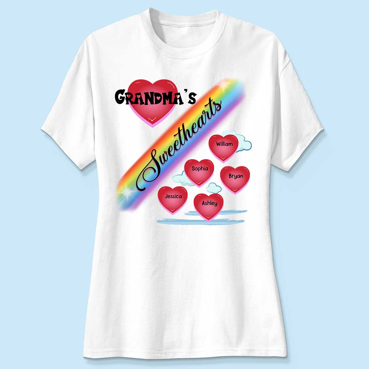 Grandma Mom Sweetheart Rainbow Personalized Shirt