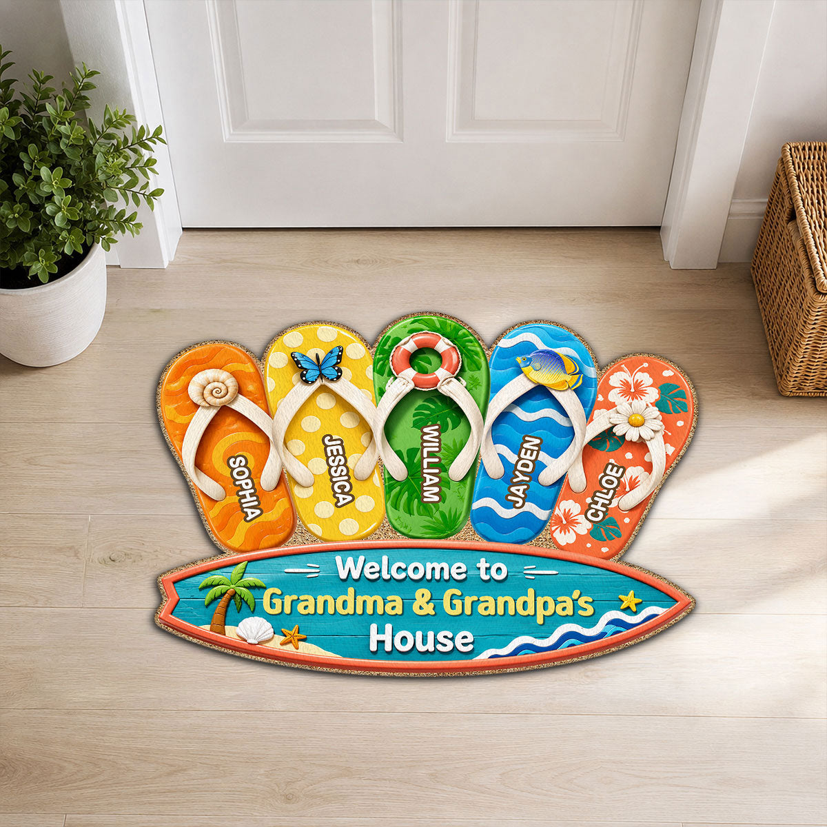 Hello Summer Vibe Welcome To Grandma Grandpa House - Personalized Doormat - Grandparents House Summer Decoration