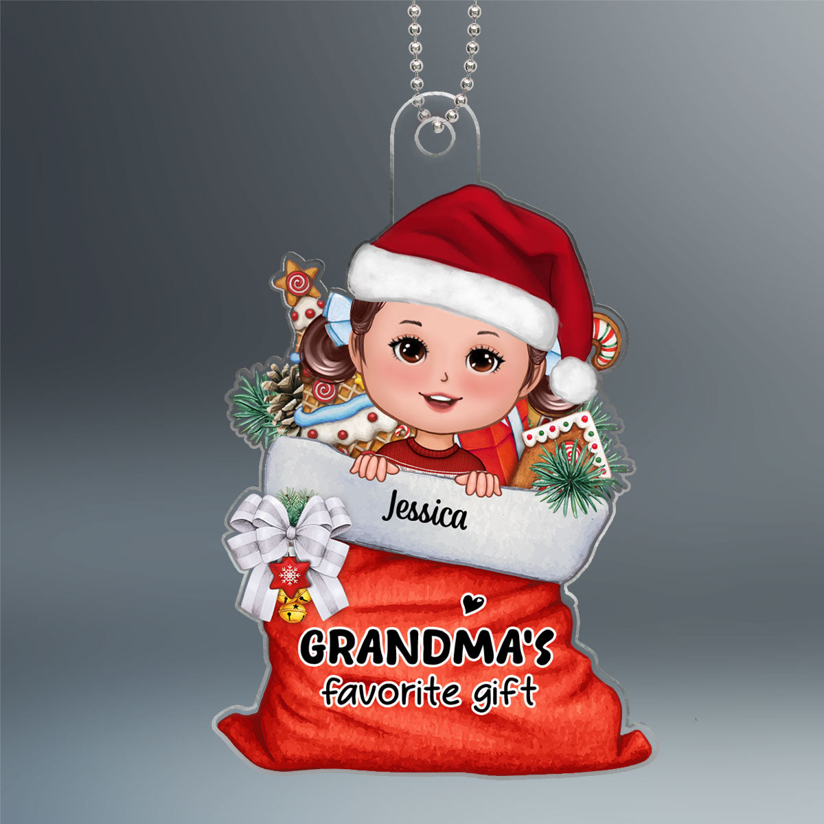 Grandma‘s Favorite Gifts Christmas Gift Bag Personalized Acrylic Ornament