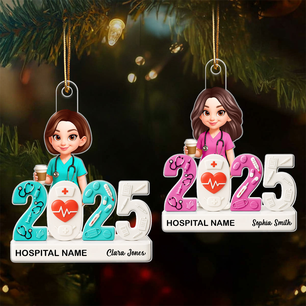 2025 Nurse - Personalized Acrylic Ornament - Christmas Gift for Nurse