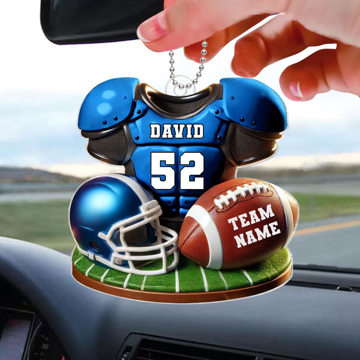 Football Jersey Uniform 3D Effect Personalized Acrylic Car Hanger Ornament, Perfect Gift For Football Fans, Super Bowl 2025