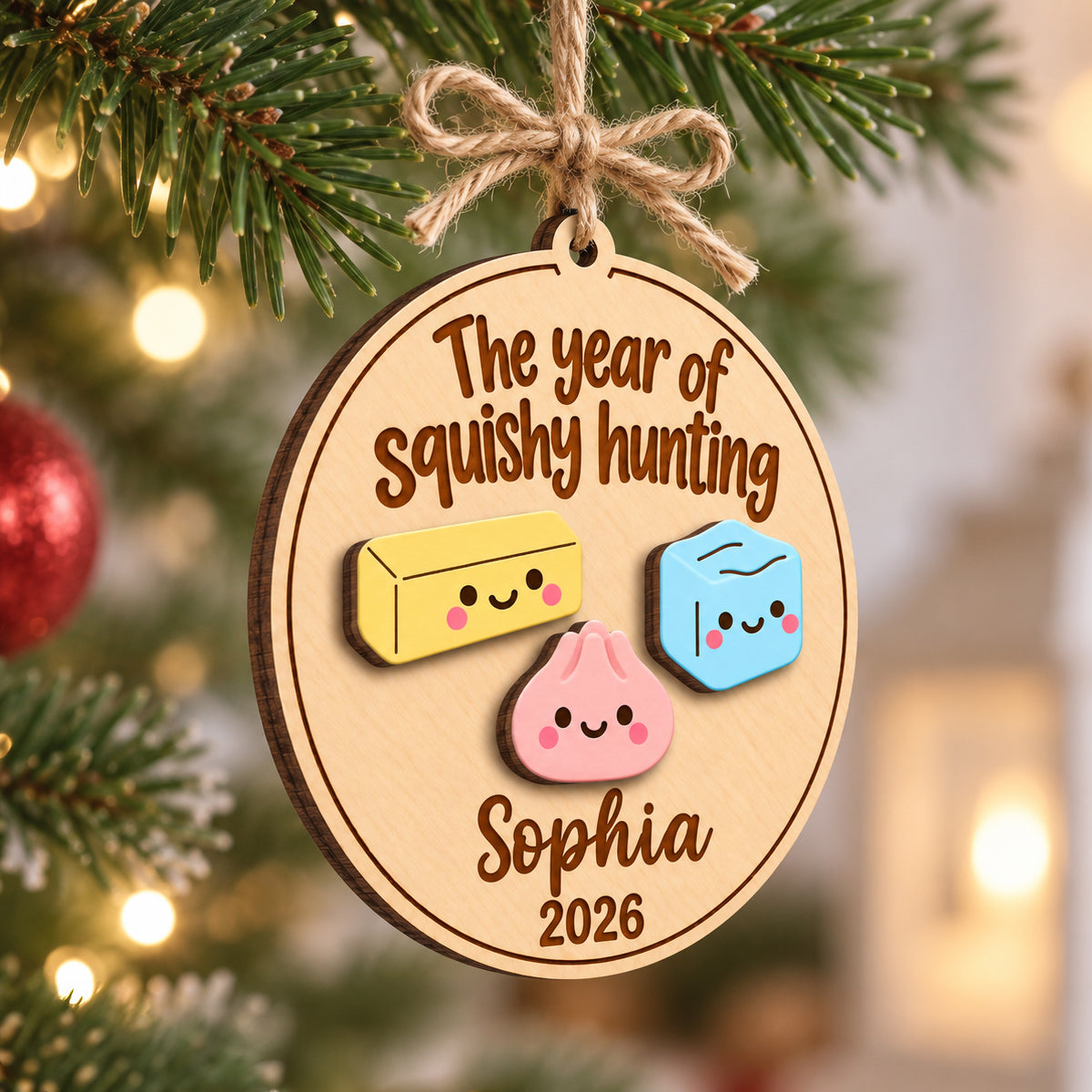The Year Of Squishy Hunting - Personalized 2-Layered Wooden Ornament - Christmas Gift For Squishy Lovers, Keepsake 2026