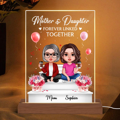 Mother Daughter Stair Flowers Personalized Acrylic LED Night Light