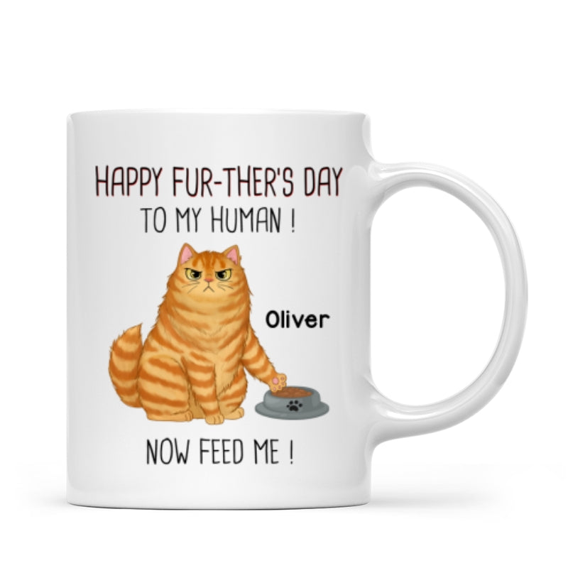 Happy Further‘s Day Cat Dad Feed Us Personalized Mug, Unique Father's Day Gift for Husband, Gift for Dad