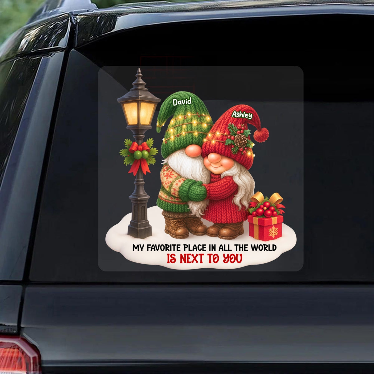 Gnome Christmas Couple Growing Old Together Personalized Decal, Gift for him, for her