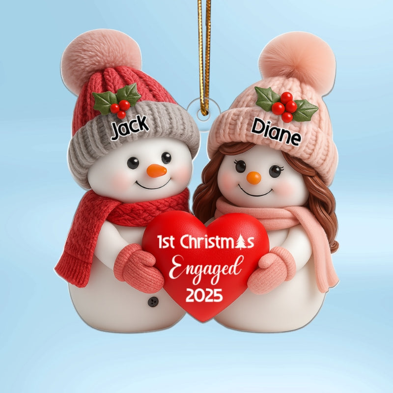 First Christmas Engaged, Married Personalized Acrylic Ornament, Christmas Gift for Newlyweds, Couples