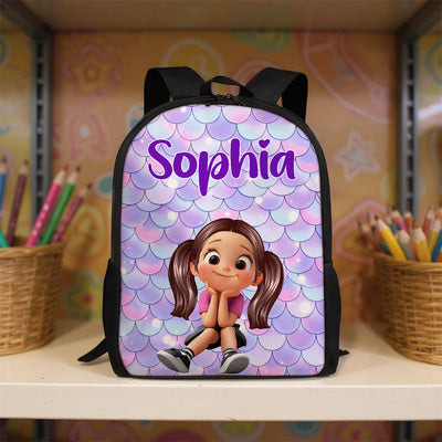 Floral Pink Pattern Personalized Backpack, Custom Back to School Kids Backpack, Kindergarten Elementary School Bookbag for Girl
