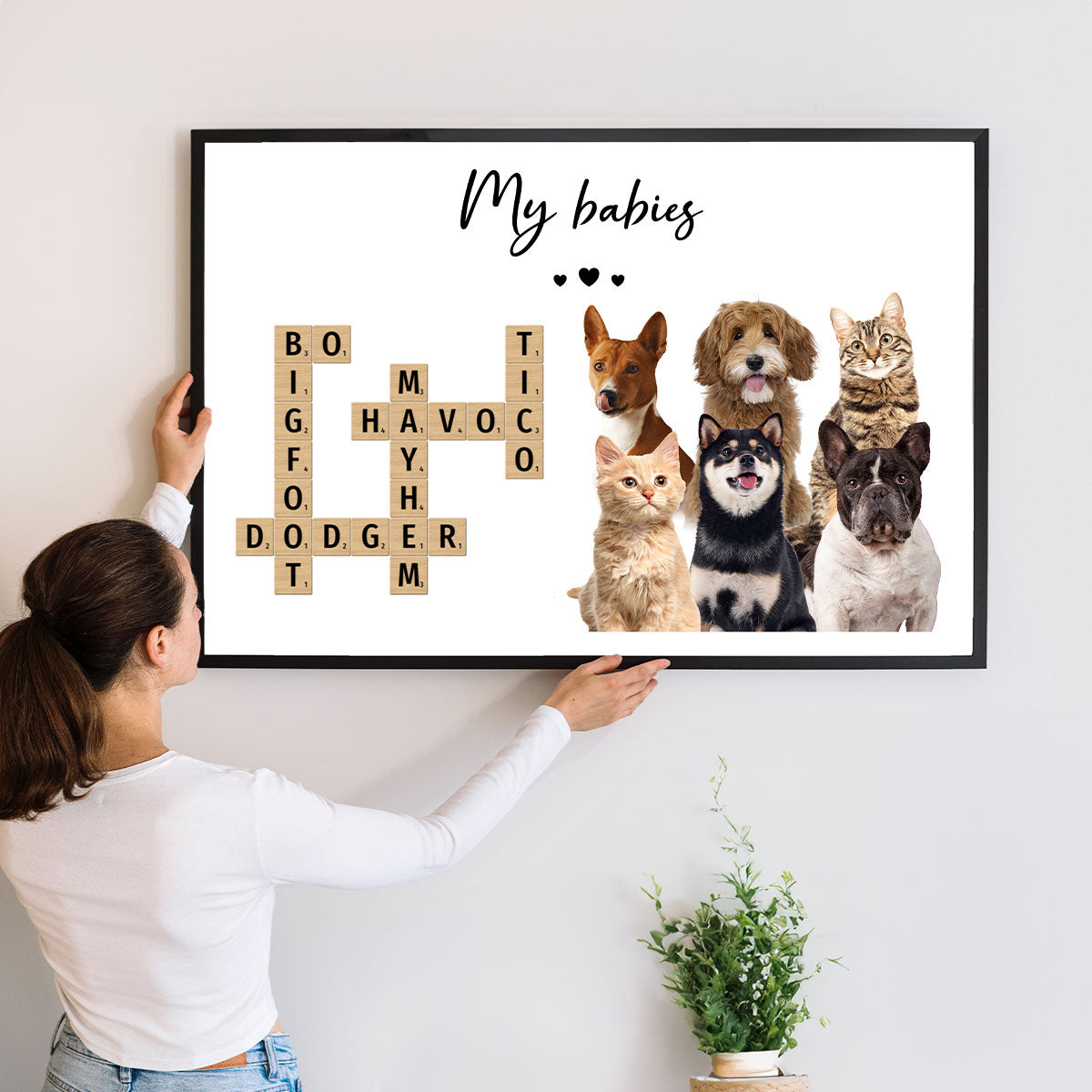 Personalized Pet Photo Crossword Puzzle Poster Wall Art, Unique Christmas Gift For Pet Owner, Dog Cat Lovers