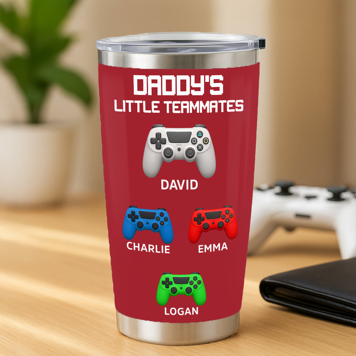 Daddy's Little Teammates Personalized Tumbler, Father's Day Gift for Gamer Dads