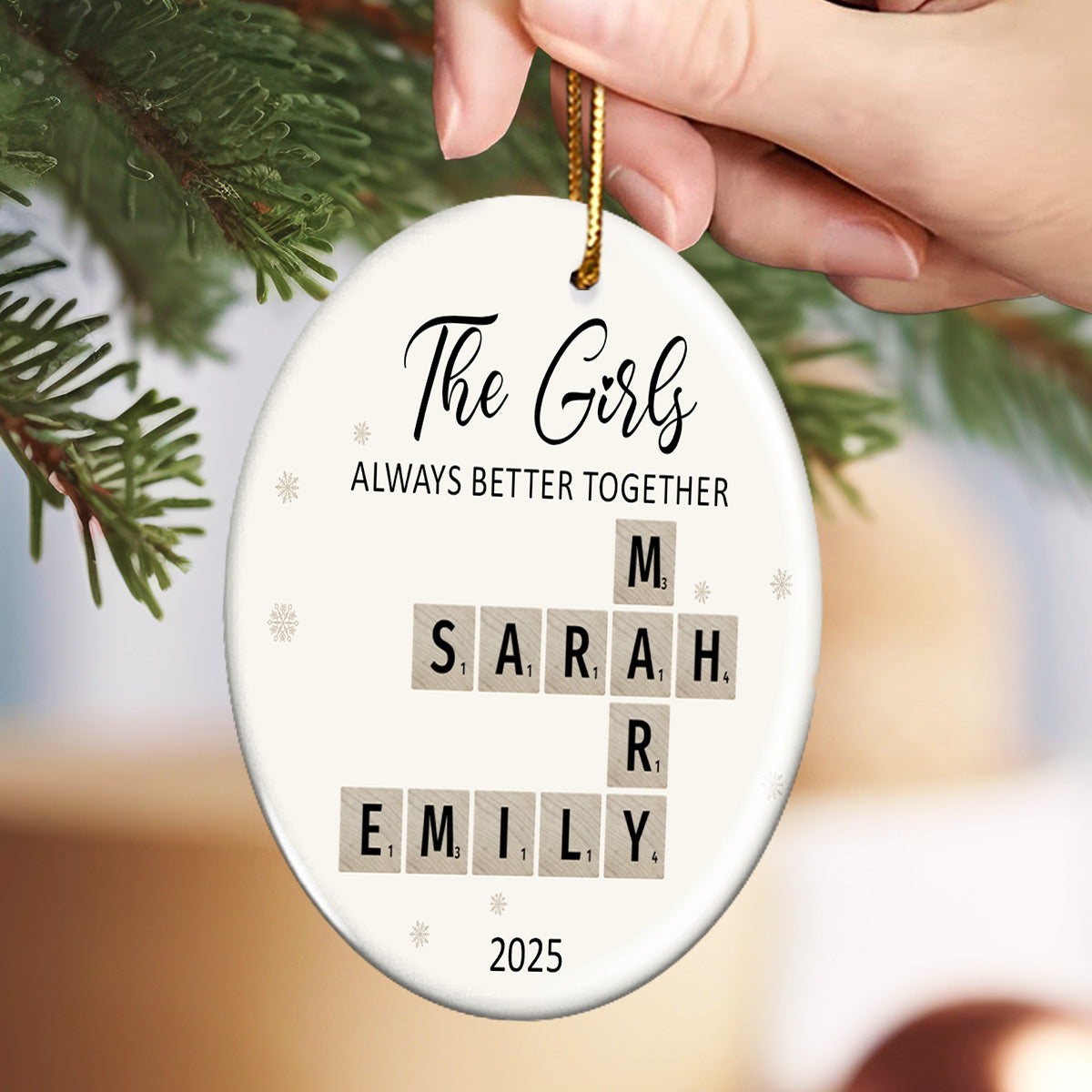 The Girls Always Better Together Crossword Puzzle Art - Personalized Ceramic Ornament - Christmas Gift For Besties