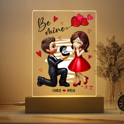 Be Mine Marriage Proposal Couple Personalized LED Night Light, Just Engaged  Gifts for Couples