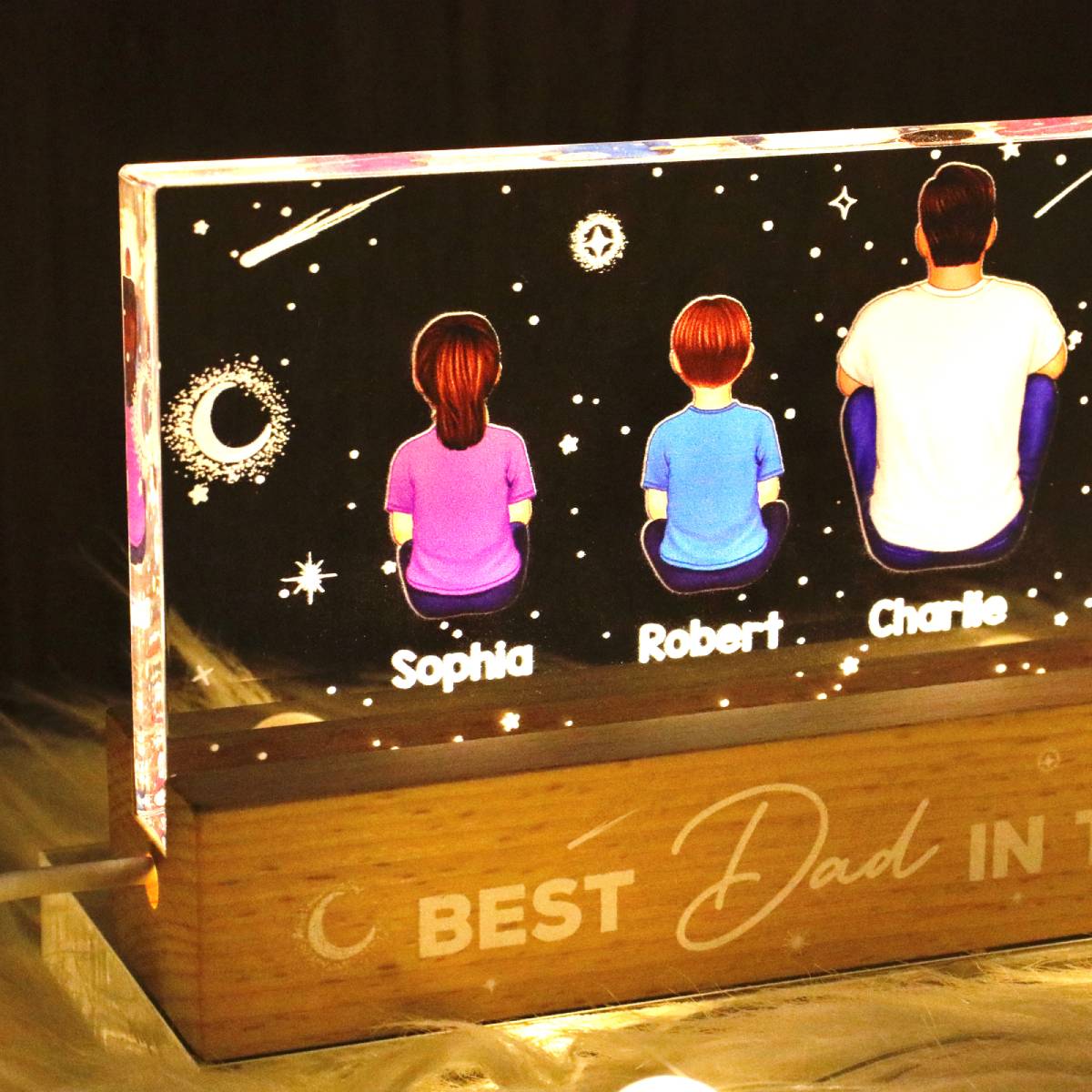 Best Dad In The Galaxy Personalized LED Night Light, Father's Day Gift For Dad, Husband