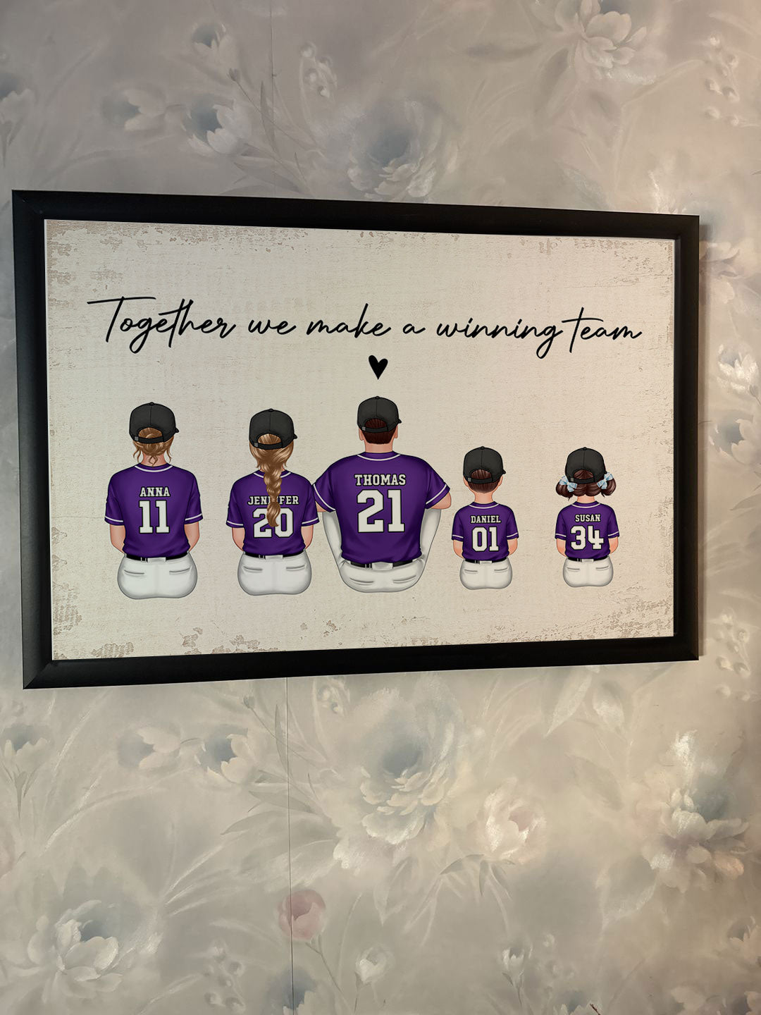 Grandpa's Team Baseball Family Sitting Personalized Poster, Father's Day Gift For Grandpa, Dad, Husband