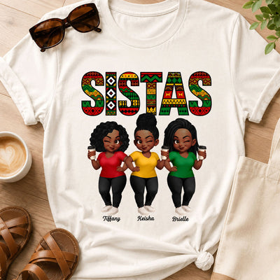 Tribal Pattern Besties Sistas Sisters - Personalized Shirt - Birthday Gift, Gift For Best Friends