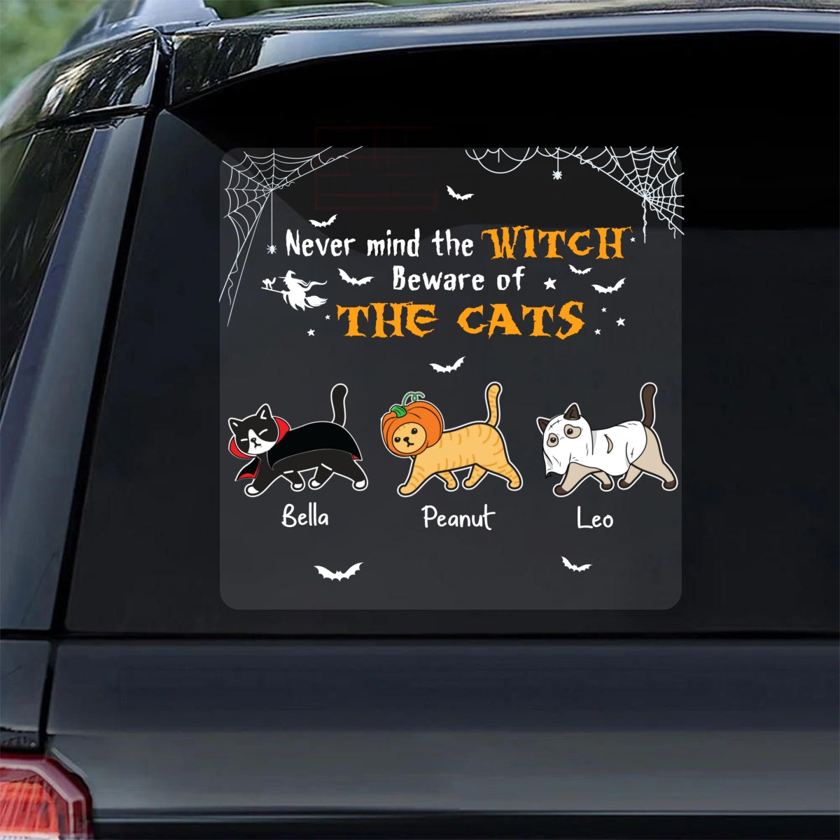 Never Mind The Witch Beware Of The Cats Halloween Decor Personalized Decal