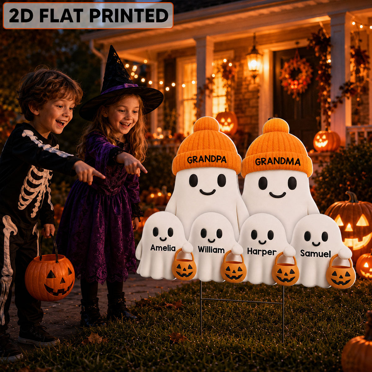 Halloween Cute Grandpa Grandma's Boo Crew - Personalized Yard Sign - Halloween Decor For Grandparents