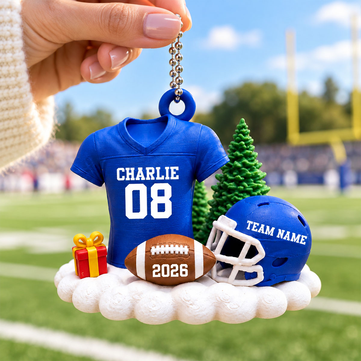 Proud American Football Player Uniform - Personalized 3D Printed Ornament - Real 3D Ornament, Christmas Gift For American Football Players, Grandson, Son, Granddaughter, Daughter