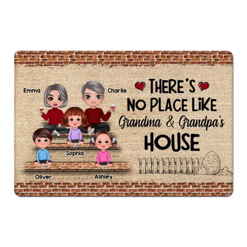 No Place Like Grandparents Grandma Grandpa Brick Wall Personalized Doormat