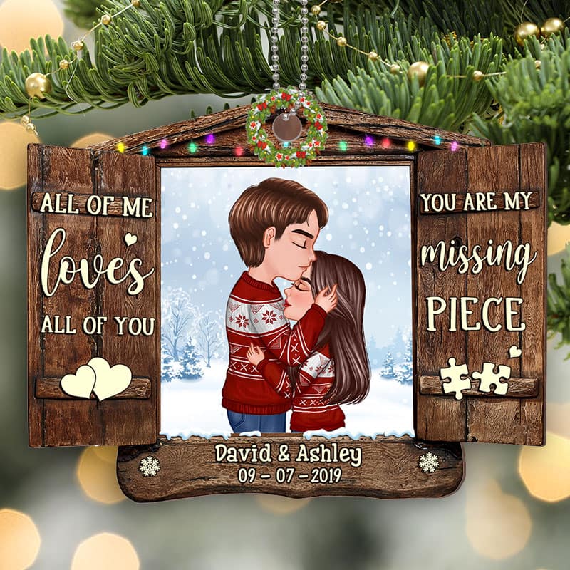 All Of Me Loves All Of You Couple Christmas Personalized Wooden Ornament