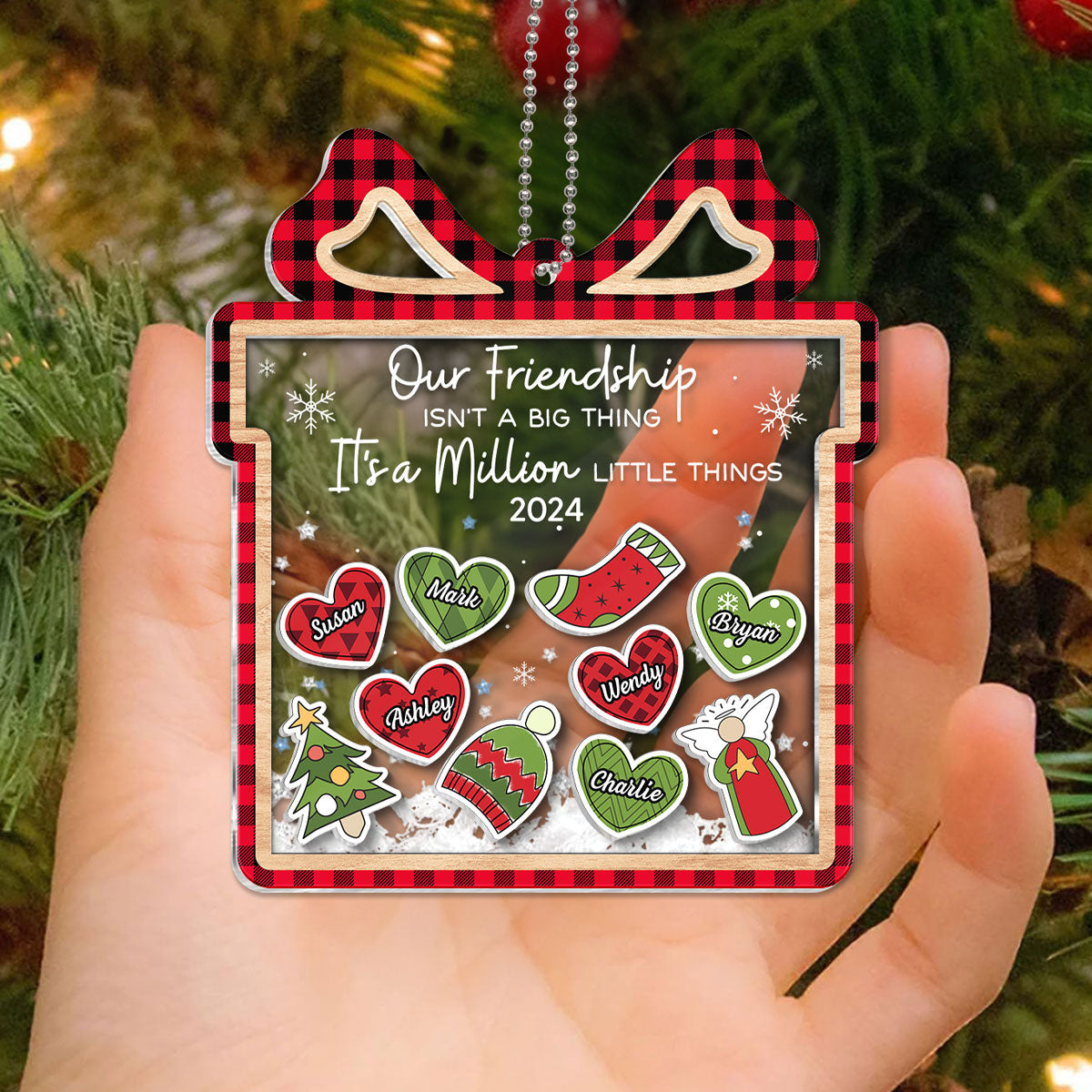 Our Friendship Is A Million Little Things Personalized Shaker Ornament, Christmas Gift For Besties, Best Friends, BFF