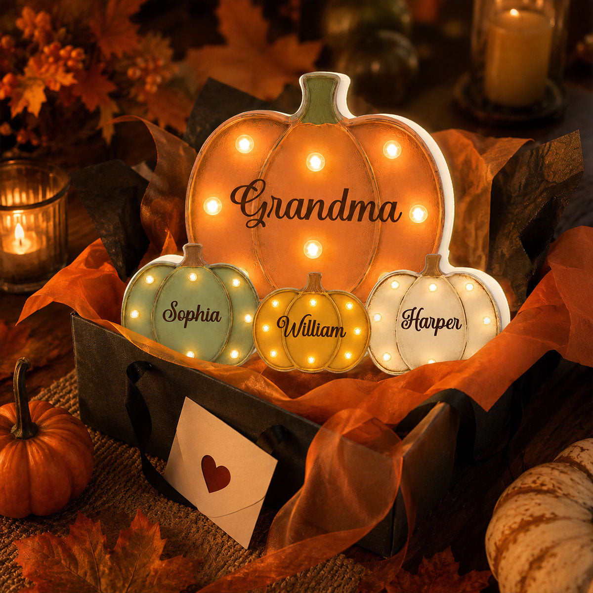 Grandma Little Pumpkins Marquee 2D Flat - Personalized Light Box