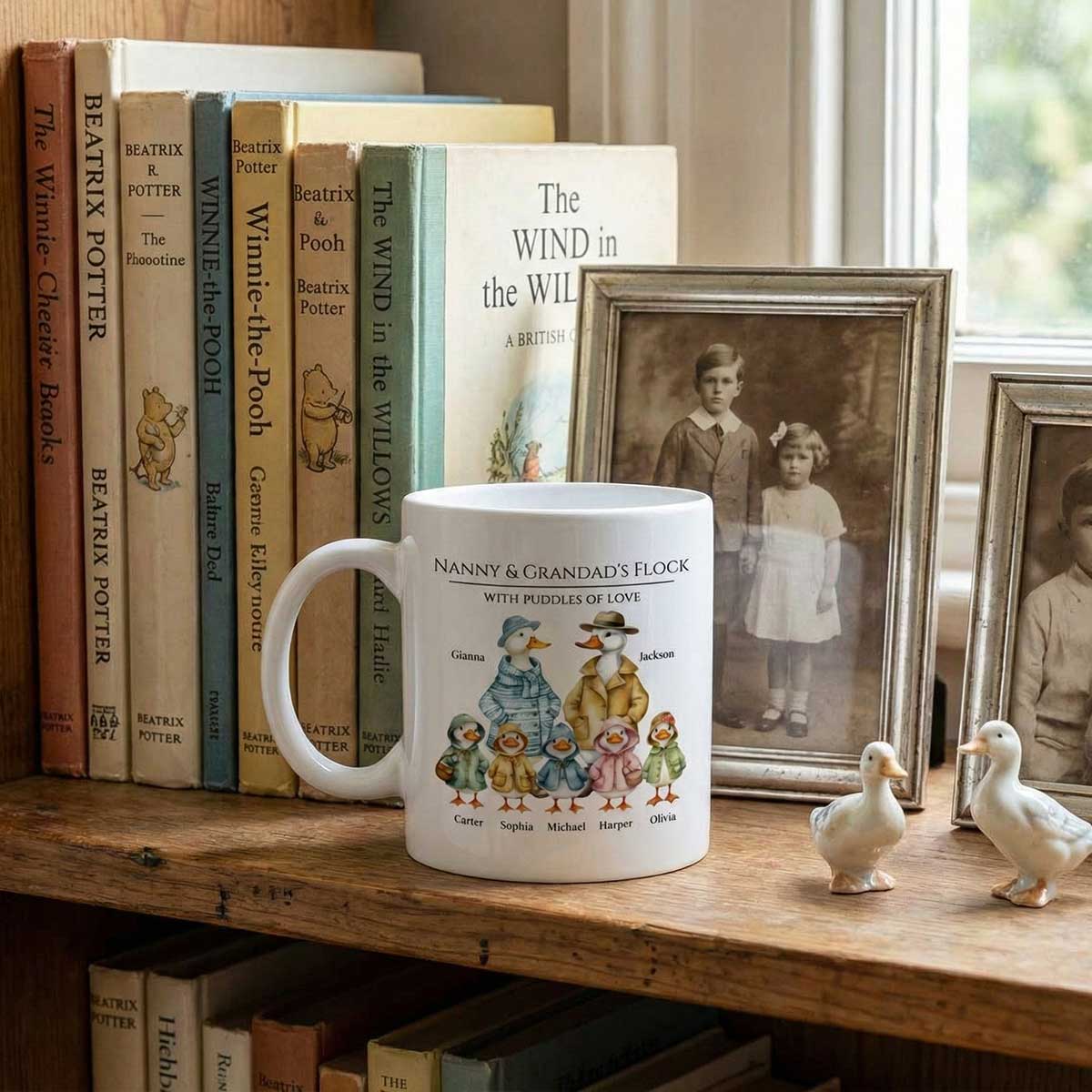 Grandparents Grandma Grandad's Flock Cute Watercolor Ducks - Personalised Mug