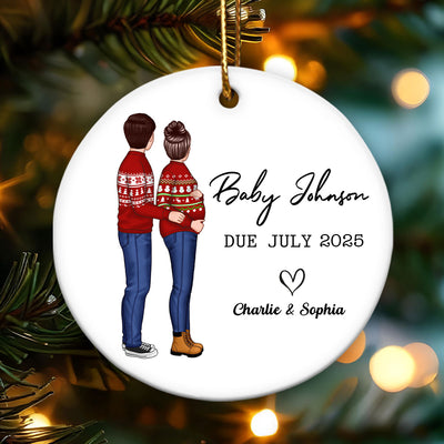 New Baby Arrival Keepsake, Expecting New Baby Ornament, Personalized Baby Due Year Ornament, Pregnancy Announcement Ornament